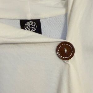 Bobeau Ivory Knit with Button Accent Top